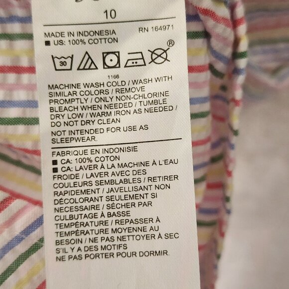 Janie and Jack boy 10 short sleeve cotton shirt button up rainbow stripe pocket - Picture 5 of 8